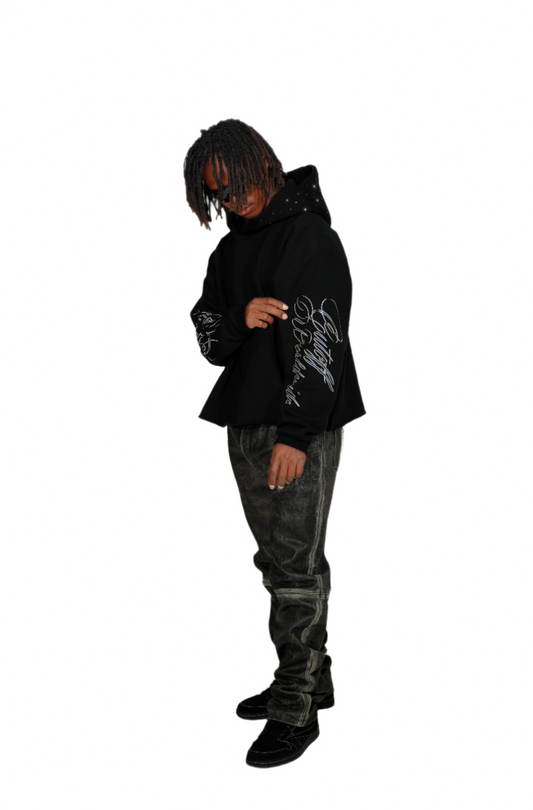 Rhinestone Cropped Hoodie